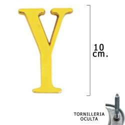 Letra Latón "Y" 10 cm. con Tornilleria Oculta (Blister 1 Pieza)