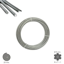 Cable Galvanizado    6 mm. (Rollo 25 Metros) No Elevacion