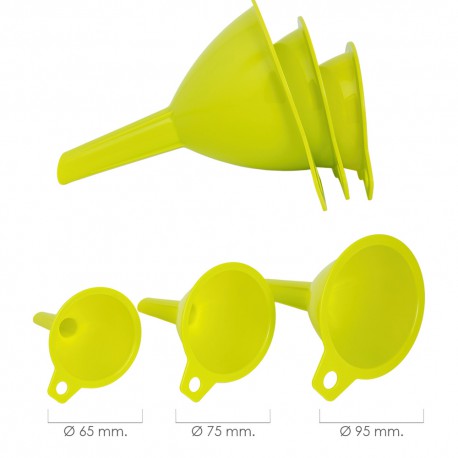 Embudos Plástico Cocina Ø 65 / 75 / 95 mm. (Set 3 Embudos)