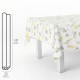 Mantel Hule Rectangular Flores Amarillas. Impermeable Antimanchas PVC 140 cm. x 20 metros. Rollo Recortable. Interior y Exterior