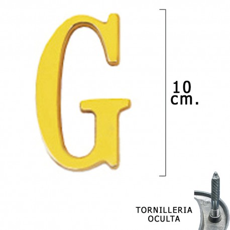 Letra Latón "G" 10 cm. con Tornilleria Oculta (Blister 1 Pieza)