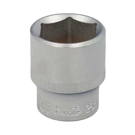 Llave Vaso 1/2" Hexagonal 26 mm. Perfil de 6 caras. Acero Cromo Vanadio, Aristas Redondas